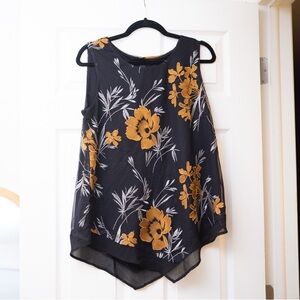 Alfani Black and Gold Floral Women's Blouse